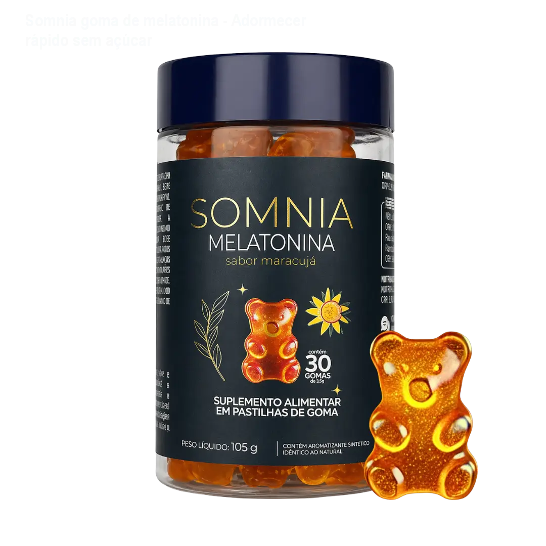 Somnia goma de melatonina - Adormecer rápido sem açúcar 1 Somnia goma de melatonina - Adormecer rápido sem açúcar