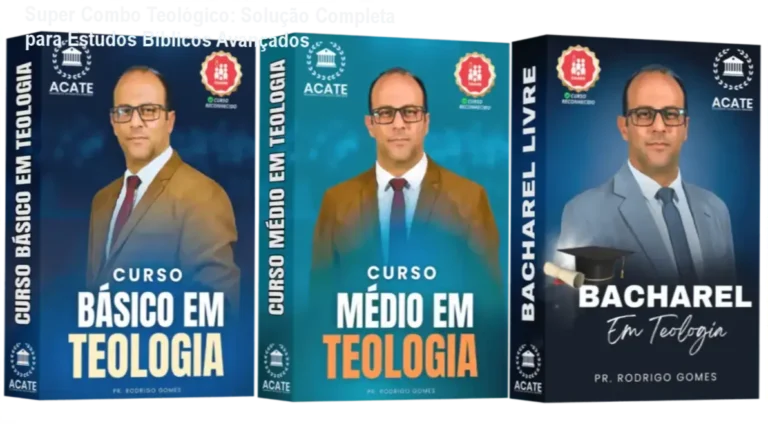 Super Combo Teológico: Solução Completa para Estudos Bíblicos Avançados 18 Imagem promocional do Super Combo Teológico mostrando os três níveis de formação