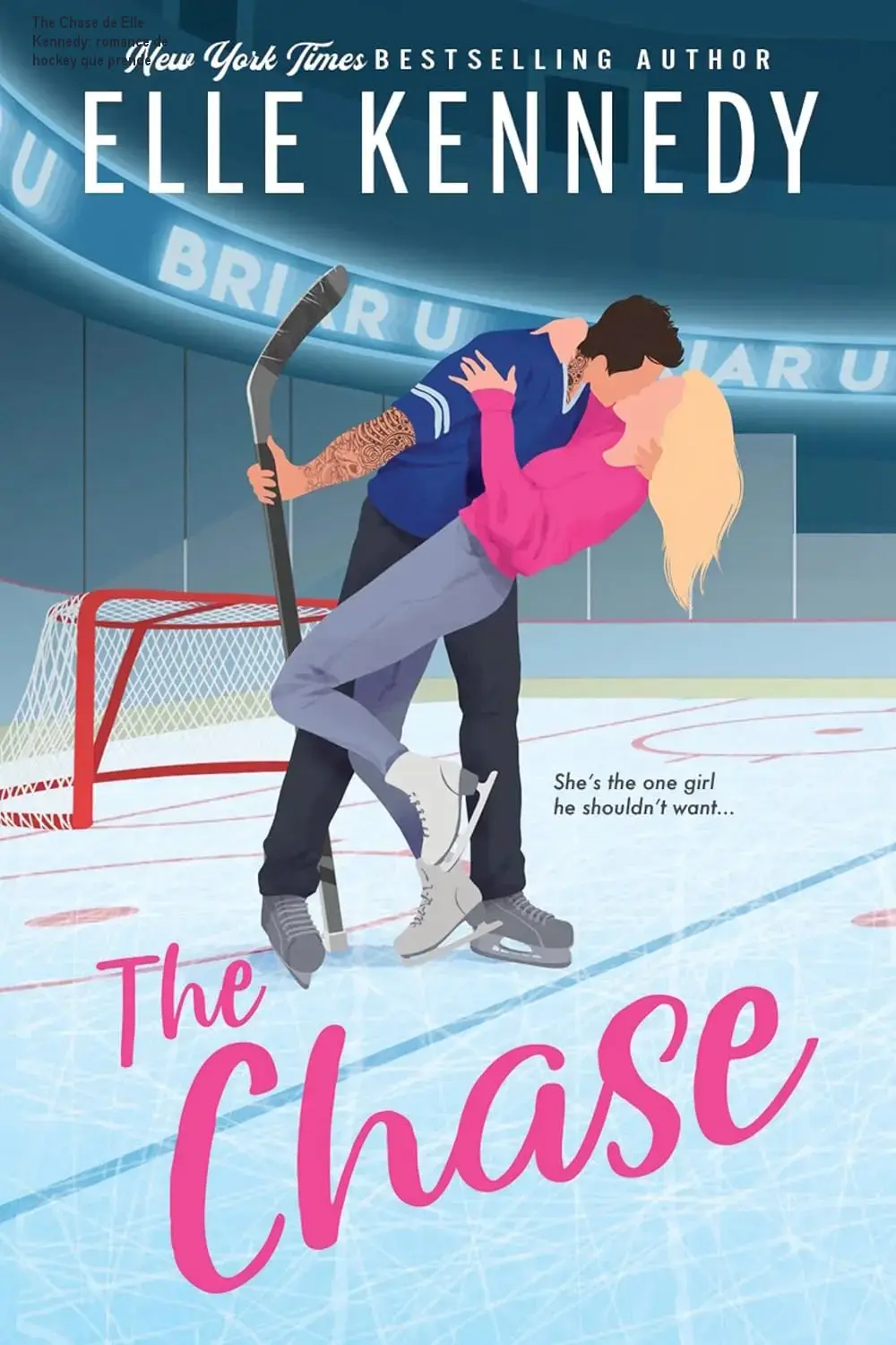 Capa do eBook The Chase de Elle Kennedy, romance de hockey universitário, exibida em mockup de leitura digital