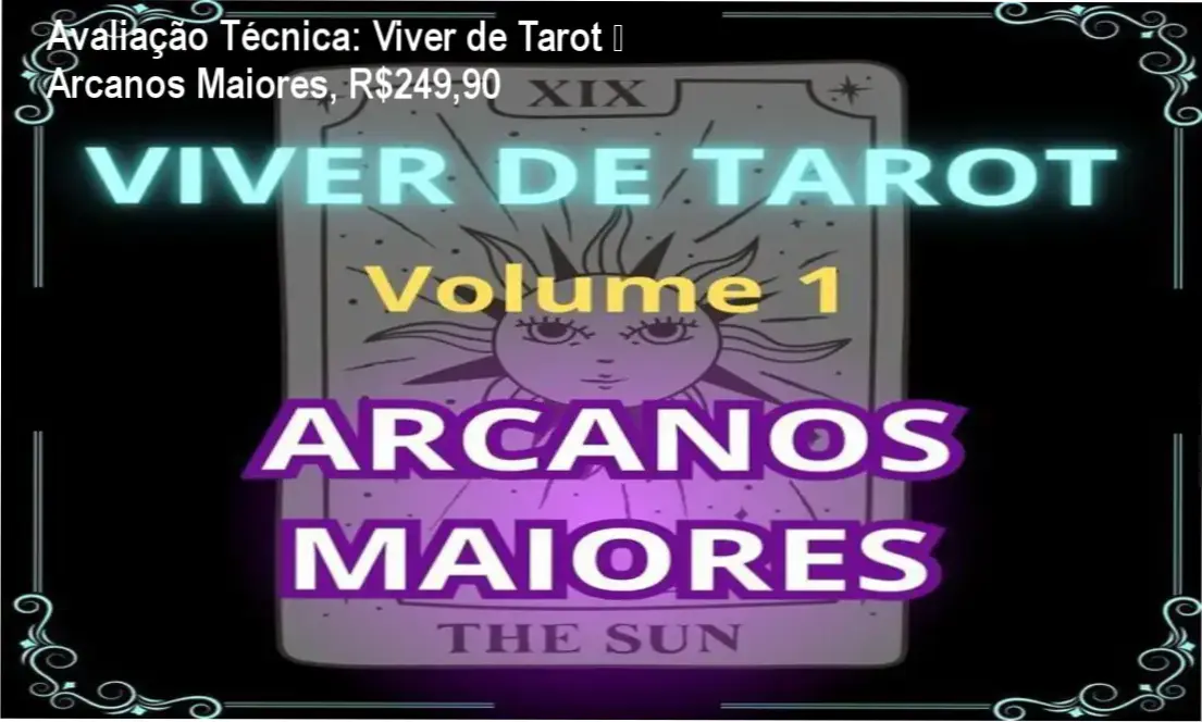 Capa do curso Viver de Tarot – Volume 1 mostrando arcanos maiores e oferta na Hotmart