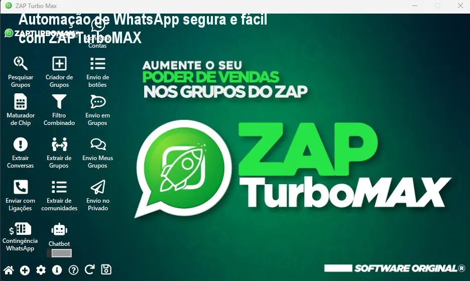Automação de WhatsApp segura e fácil com ZAPTurboMAX 1 Automação de WhatsApp segura e fácil com ZAPTurboMAX