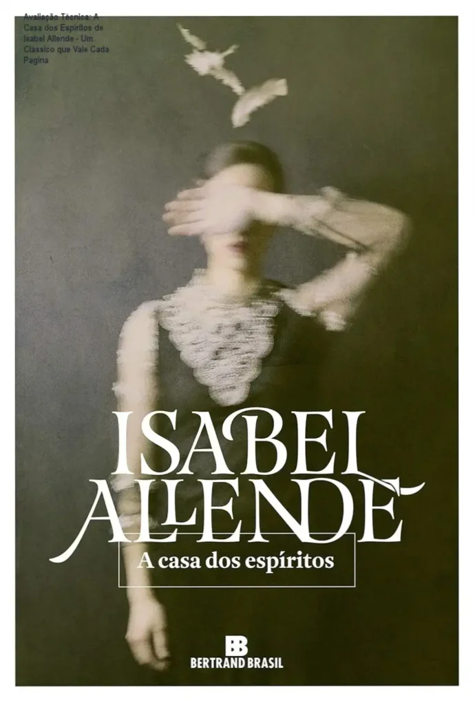 Capa icônica do romance 'A Casa dos Espíritos' com destaque para a autora Isabel Allende e elementos místicos da história