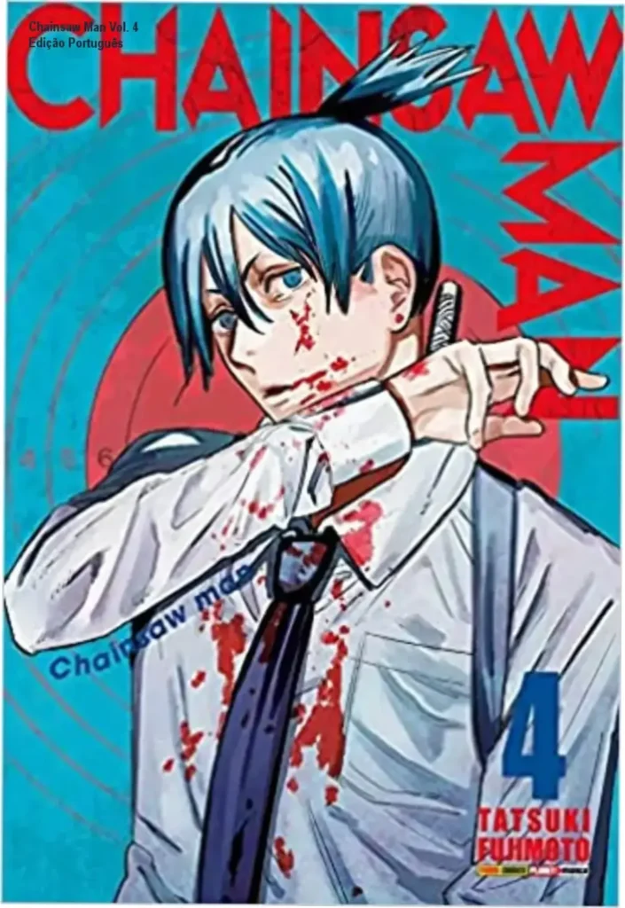 Capa do livro Chainsaw Man Vol. 4 Edição Portuguesa publicado pela Panini com encadernação capa-época e texto localizado na capa principal