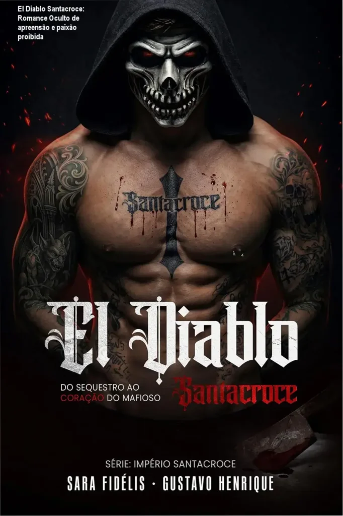 El Diablo Santacroce: Romance Oculto de apreensão e paixão proibida 1 Capa do ebook El Diablo Santacroce mostrando drama na mansão com tagline do livro