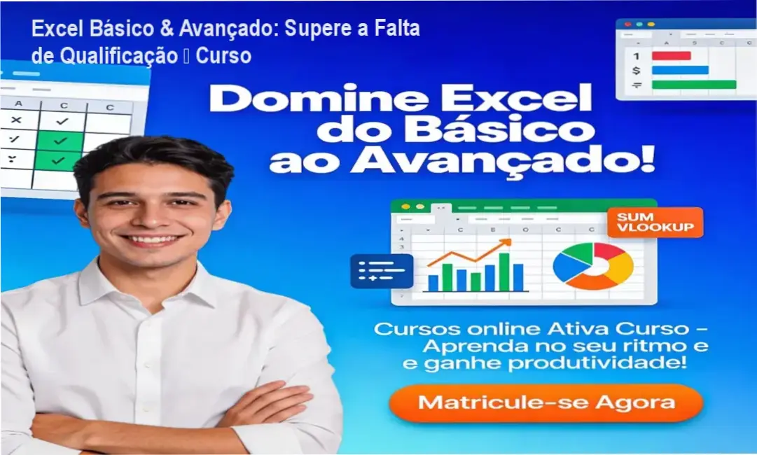 Tela do curso Excel Básico & Avançado com PowerBI, mostrando certificado e carteirinha de estudante
