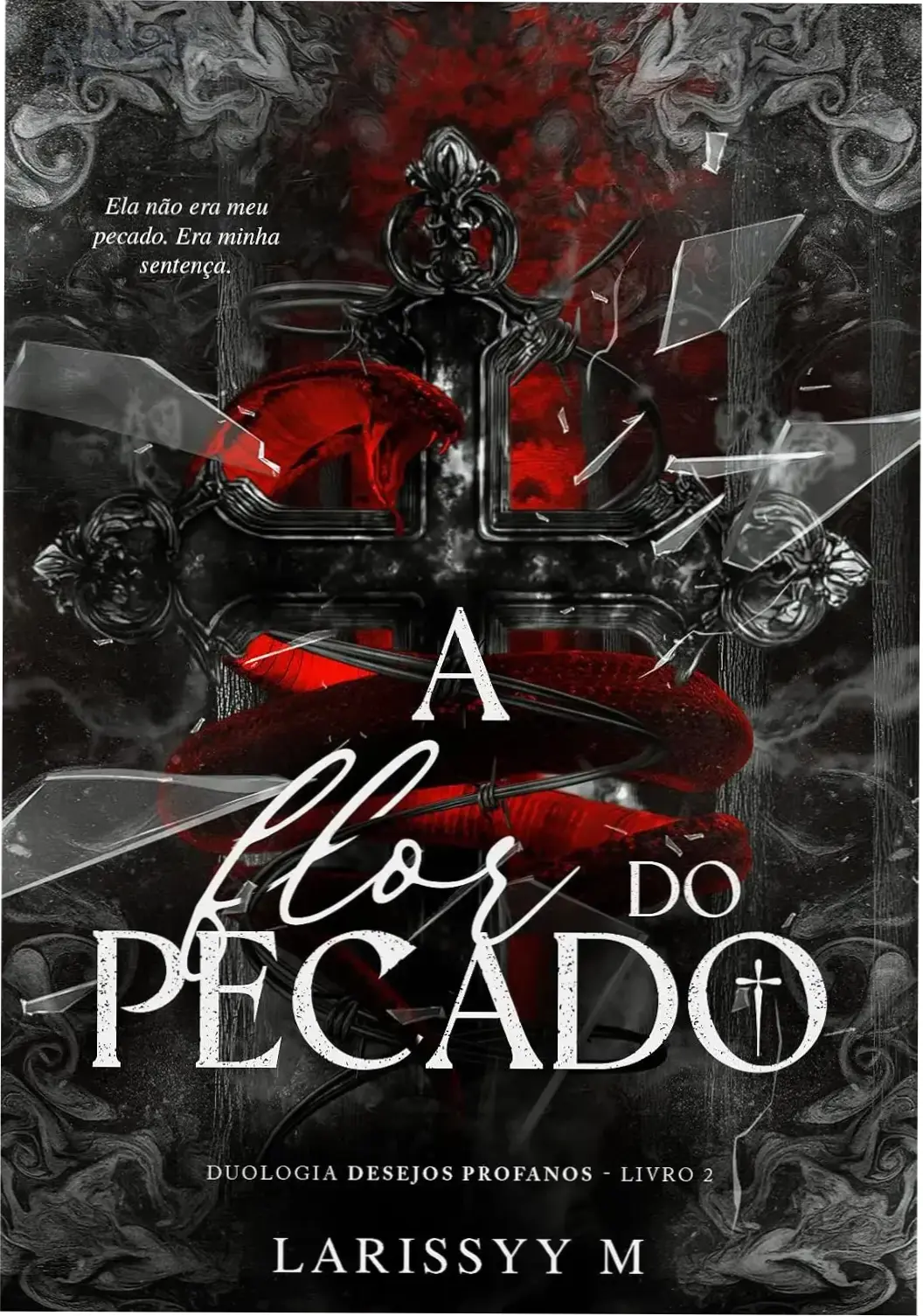 Capa do eBook A Flor do Pecado com destaque para o título e elementos de romance