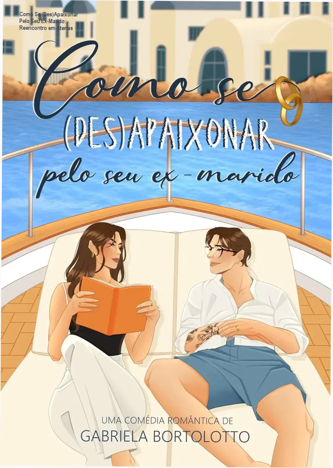 Capa do romance 'Como Se (Des)Apaixonar Pelo Seu Ex-Marido' mostrando um avião em voo com destaque para os protagonistas.