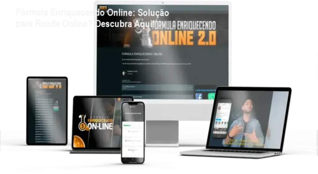 Fórmula Enriquecendo Online: Solução para Renda Online? Descubra Aqui! 1 Imagem ilustrativa do curso online Fórmula Enriquecendo Online, mostrando módulos e mentorias ao vivo.