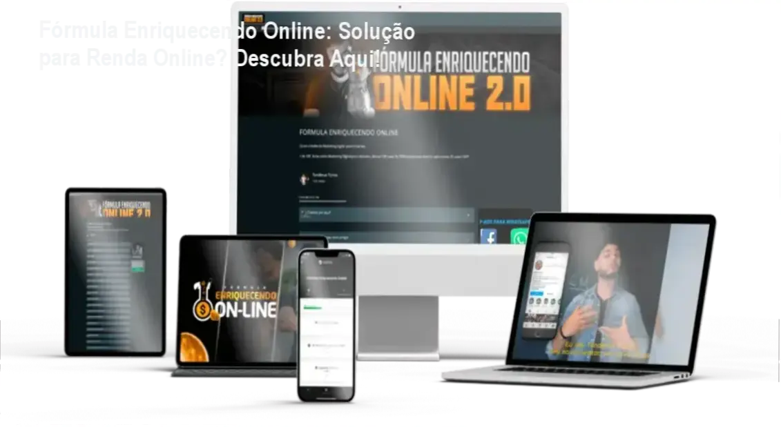 Fórmula Enriquecendo Online: Solução para Renda Online? Descubra Aqui! 1 Imagem ilustrativa do curso online Fórmula Enriquecendo Online, mostrando módulos e mentorias ao vivo.