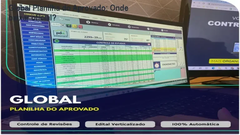 Global Planilha do Aprovado: Onde baixar oficial? 17 Tela da Global - Planilha do Aprovado exibindo o dashboard de controle de estudos em Excel