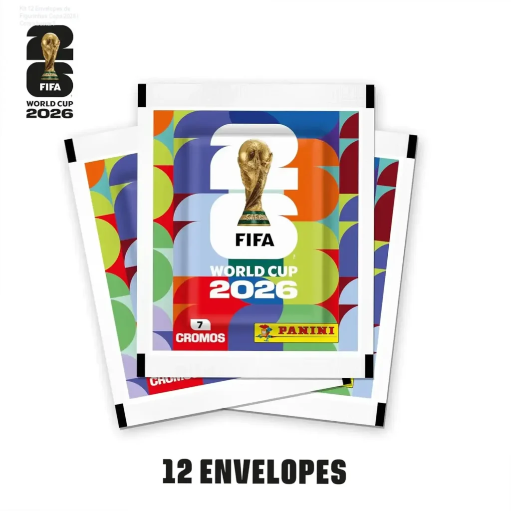 Kit 12 Envelopes de Figurinhas Copa 2026 – Como baixar? 1 Kit 12 Envelopes de Figurinhas da Copa do Mundo FIFA 2026 com cartela