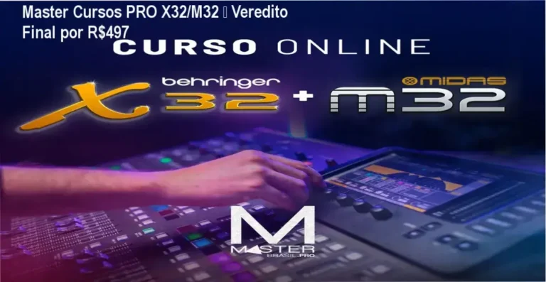 Master Cursos PRO – Curso X32/M32 mostrando mixagem profissional e resultados práticos