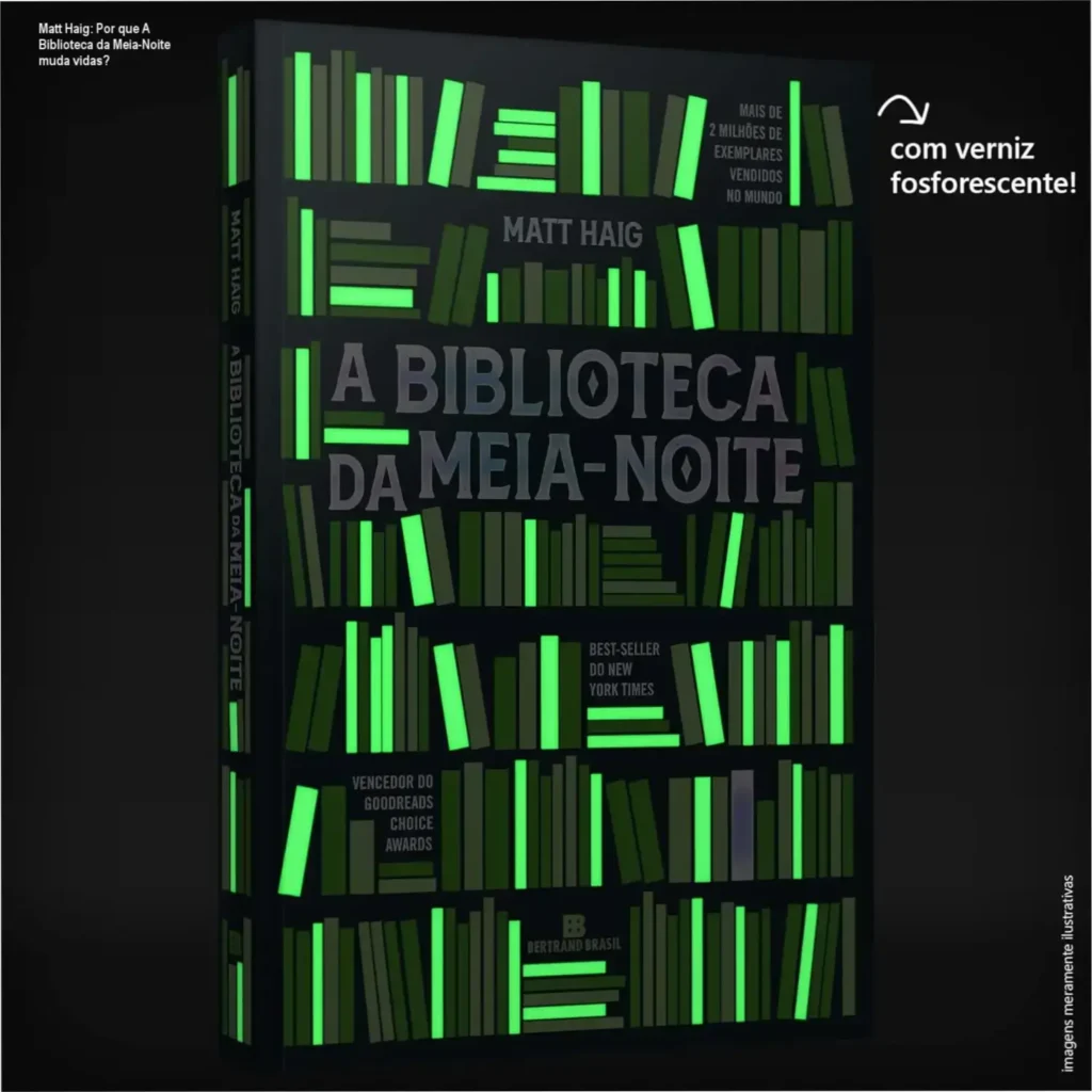 Matt Haig: Por que A Biblioteca da Meia-Noite muda vidas? 1 Capa do livro A Biblioteca da Meia-Noite de Matt Haig
