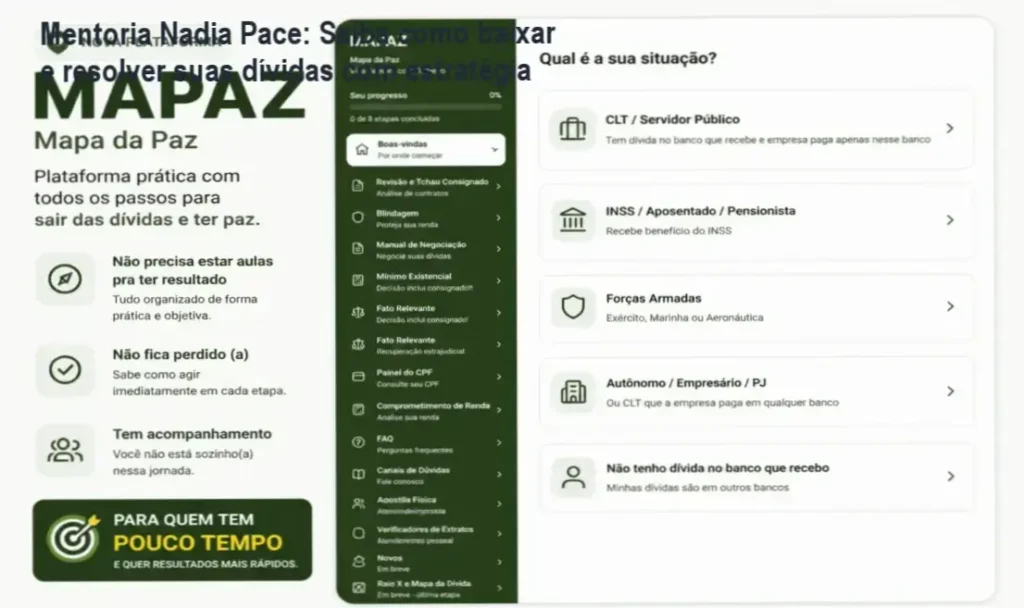 Mentoria Nadia Pace: Saiba como baixar e resolver suas dívidas com estratégia 1 Captura de tela da Mentoria Nadia Pace com relação a downloads e estratégias financeiras