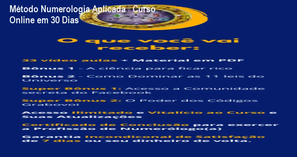 Método Numerologia Aplicada – Curso Online em 30 Dias 1 Método Numerologia Aplicada – Curso Online em 30 Dias