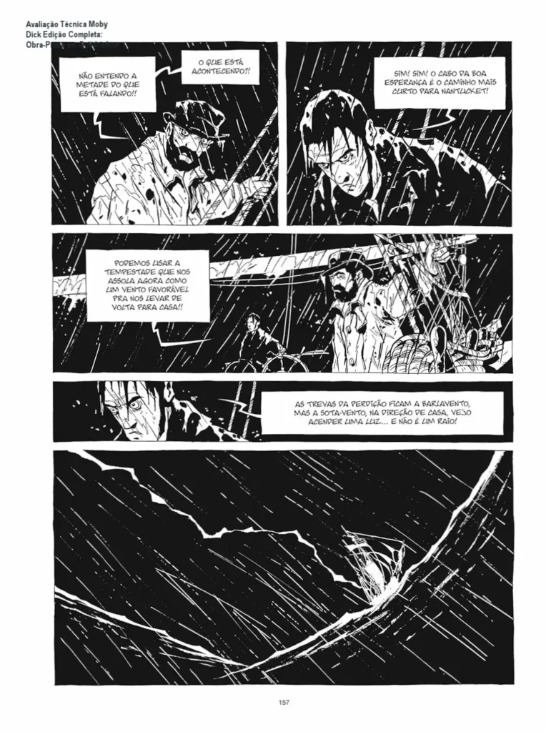 Avaliação Técnica Moby Dick Edição Completa: Obra-Prima em Quadrinhos 1 Capa do livro Moby Dick ilustrada com o cachalote branco e o capitão Ahab em contraposição dramática