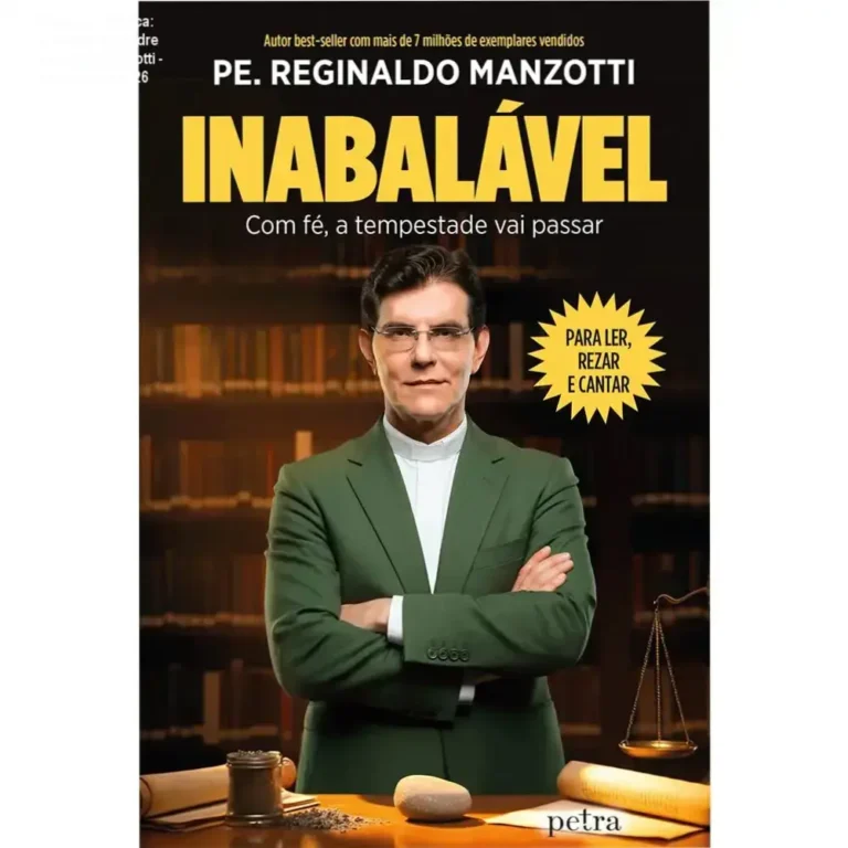 Capa do livro 'Inabalável' de Padre Reginaldo Manzotti, com título destacado e imagem espiritual