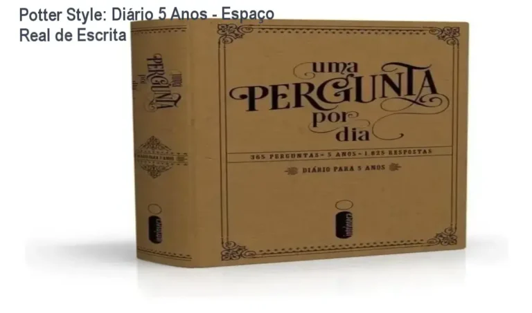 Potter Style: Diário 5 Anos - Espaço Real de Escrita 3 Capa dura do diário Uma Pergunta Por Dia da Potter Style com detalhes dourados e fitilho