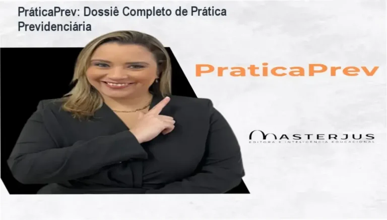 Tela do curso PráticaPrev mostrando módulos de prática previdenciária