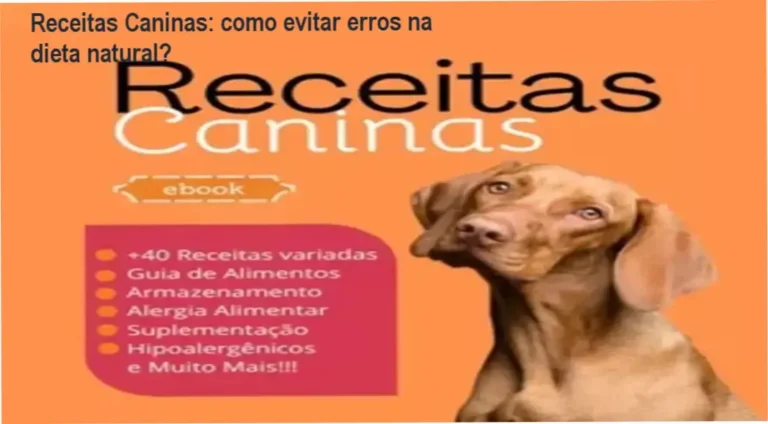 Capa do eBook Receitas Caninas com prato de comida natural para cão