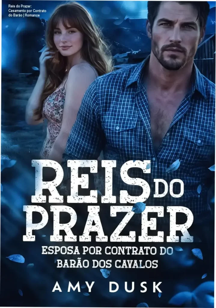Capa do romance digital Reis do Prazer: Casamento por Contrato com Barão, ilustrando a química entre os personagens principais em um cenário cowboy
