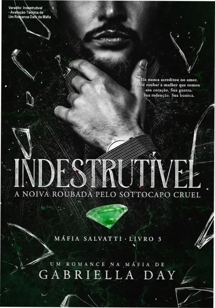 Capa do livro Indestrutível com destaque para o título e arte temática de cenas mafiadas