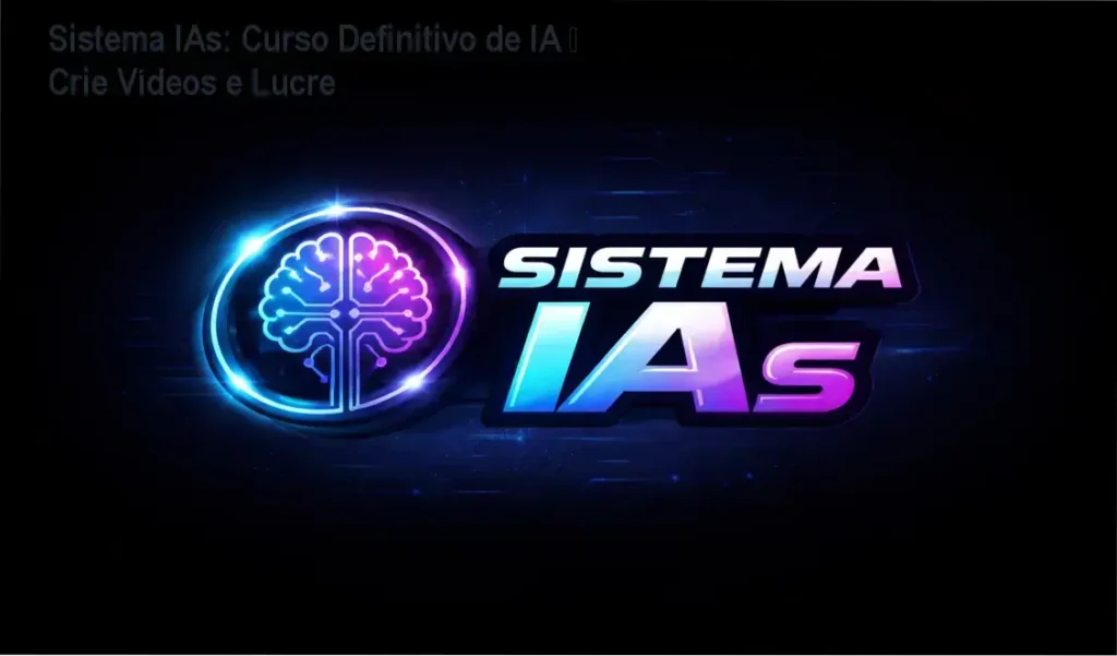 Imagem promocional do curso Sistema IAs com destaque para desconto e criação de vídeos IA