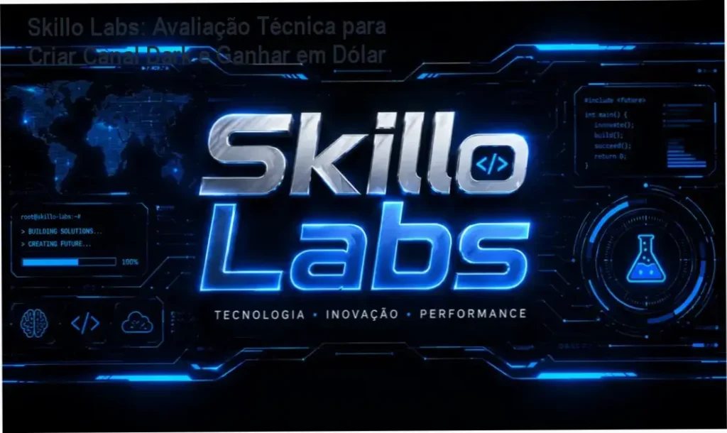 Skillo Labs: Avaliação Técnica para Criar Canal Dark e Ganhar em Dólar 1 Tela do curso Skillo Labs mostrando estratégia de canal dark com IA