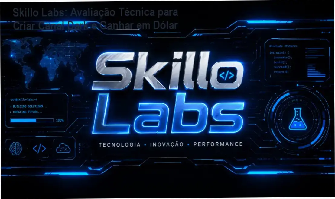 Tela do curso Skillo Labs mostrando estratégia de canal dark com IA
