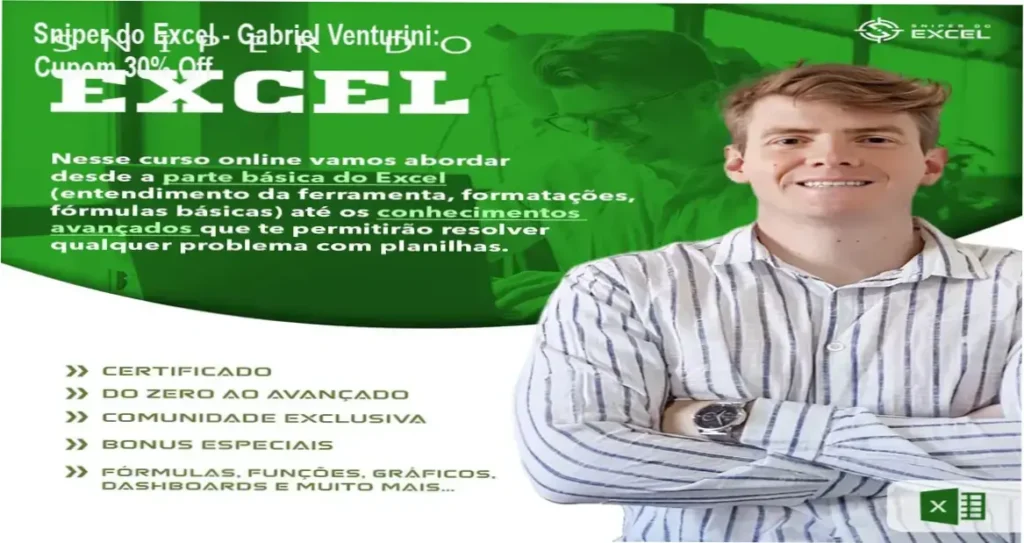Sniper do Excel - Gabriel Venturini: Cupom 30% Off 1 Sniper do Excel de Gabriel Venturini – oferta com cupom de desconto