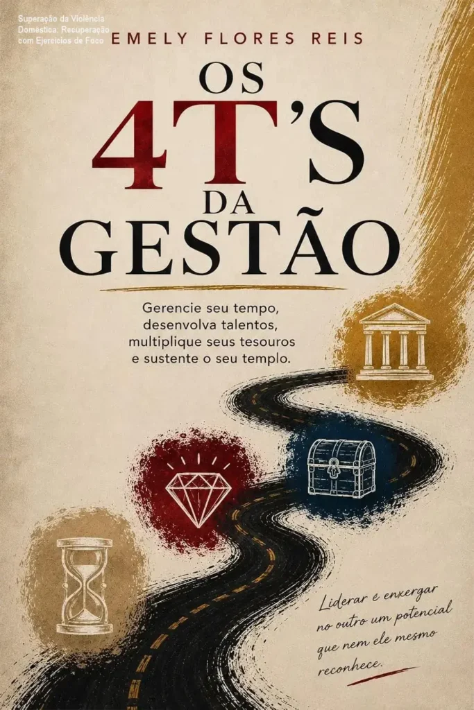Superação da Violência Doméstica: Recuperação com Ejercícios de Foco 1 Portar segurando um livro digital aberto com capa temática de ressonância emocional