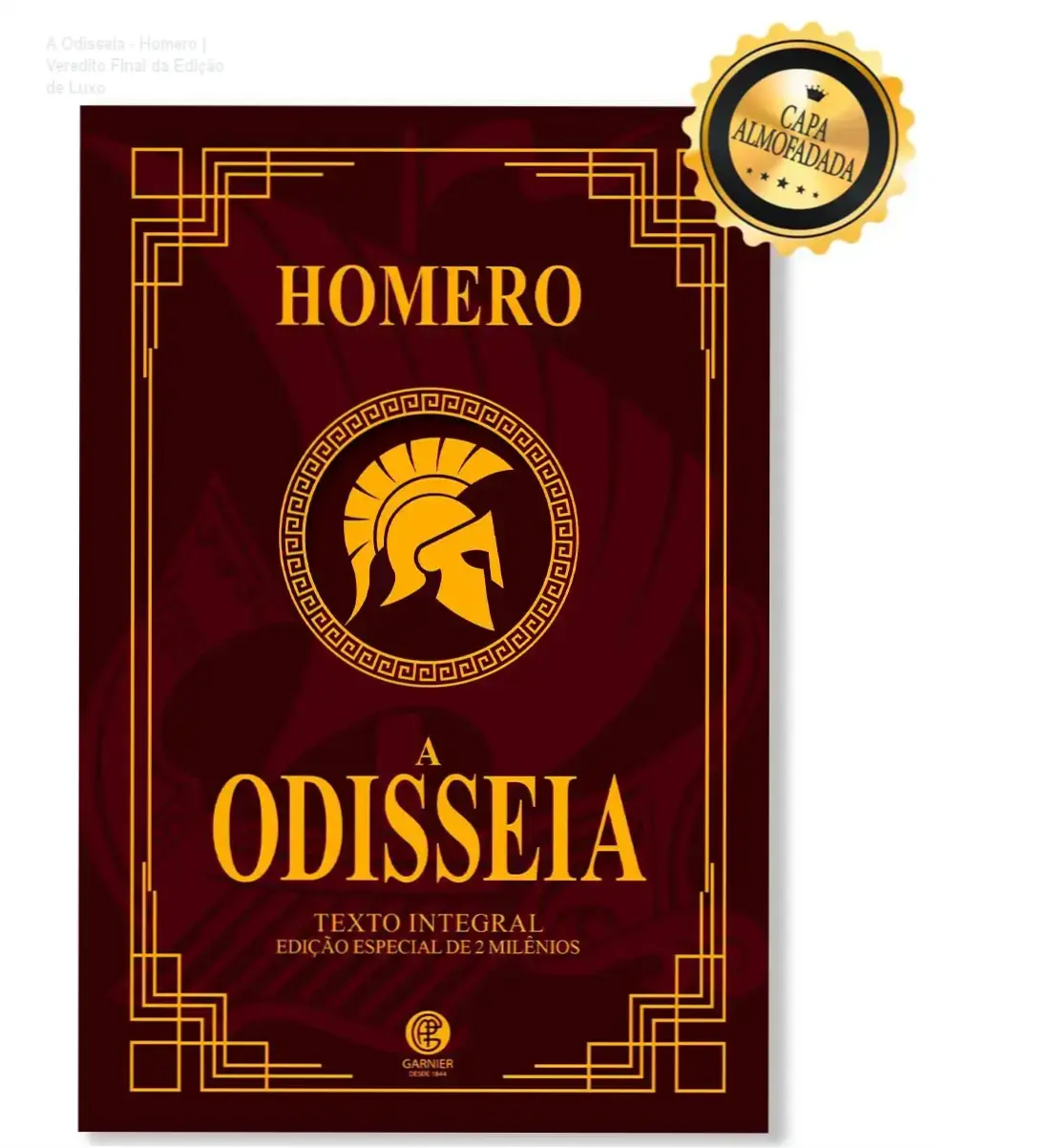 A Odisseia - Homero | Veredito Final da Edição de Luxo 1 Capa da edição de luxo almofadada do livro A Odisseia de Homero com detalhes em dourado