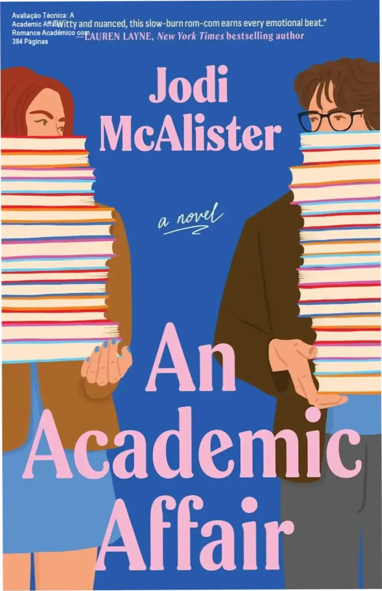 Capa do eBook An Academic Affair mostrando dois professores com livros no ambiente acadêmico, representando o conflito entre rivalidade e relacionamento