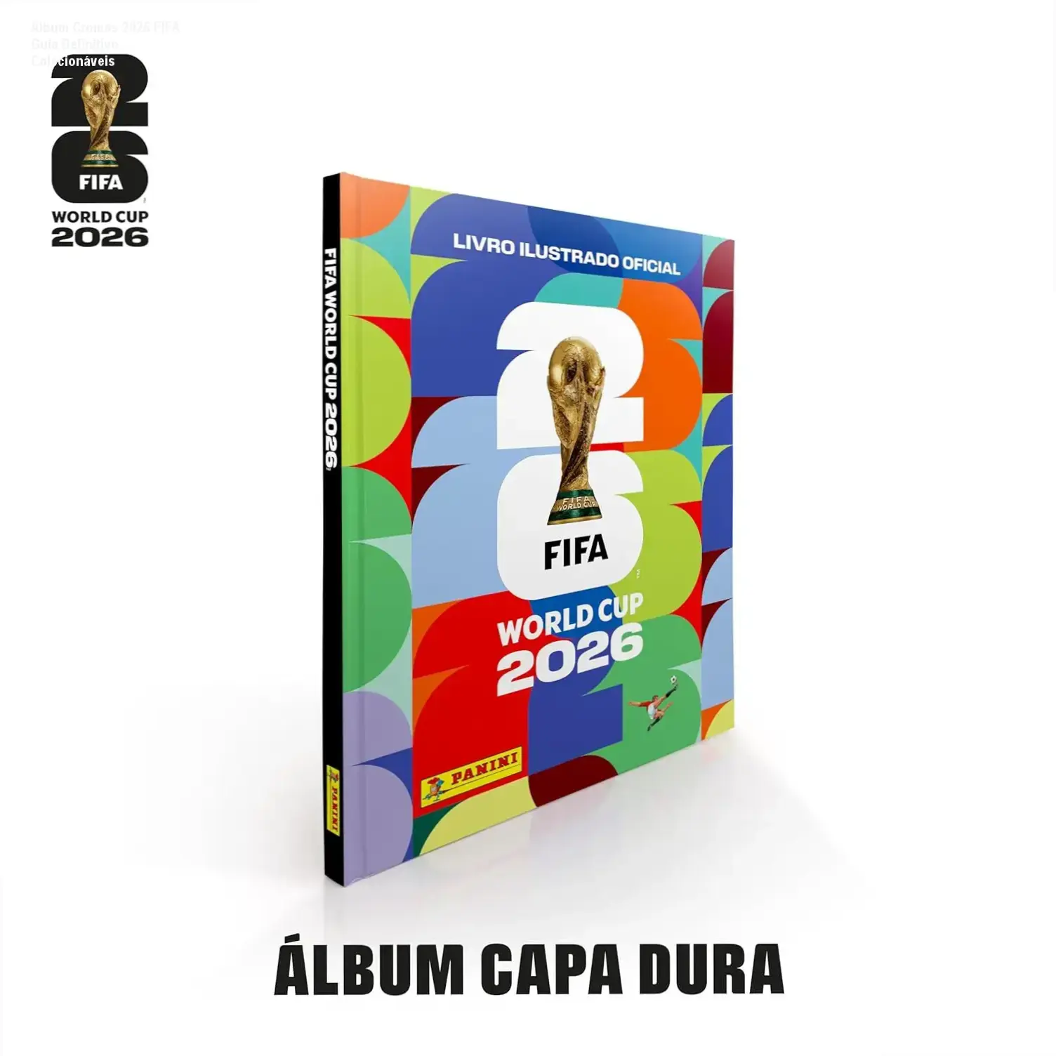 Capa do álbum de figurinhas da Copa do Mundo 2026 com versão em relevo ou metalizada (ouro ou prata), mostrando as 48 seleções participantes