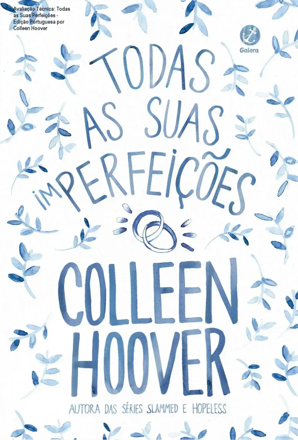 Avaliação Técnica: Todas as Suas Perfeições - Edição Portuguesa por Colleen Hoover 1 Capa do ebook 'Todas as Suas Perfeições' digital, mostrando título e autor.