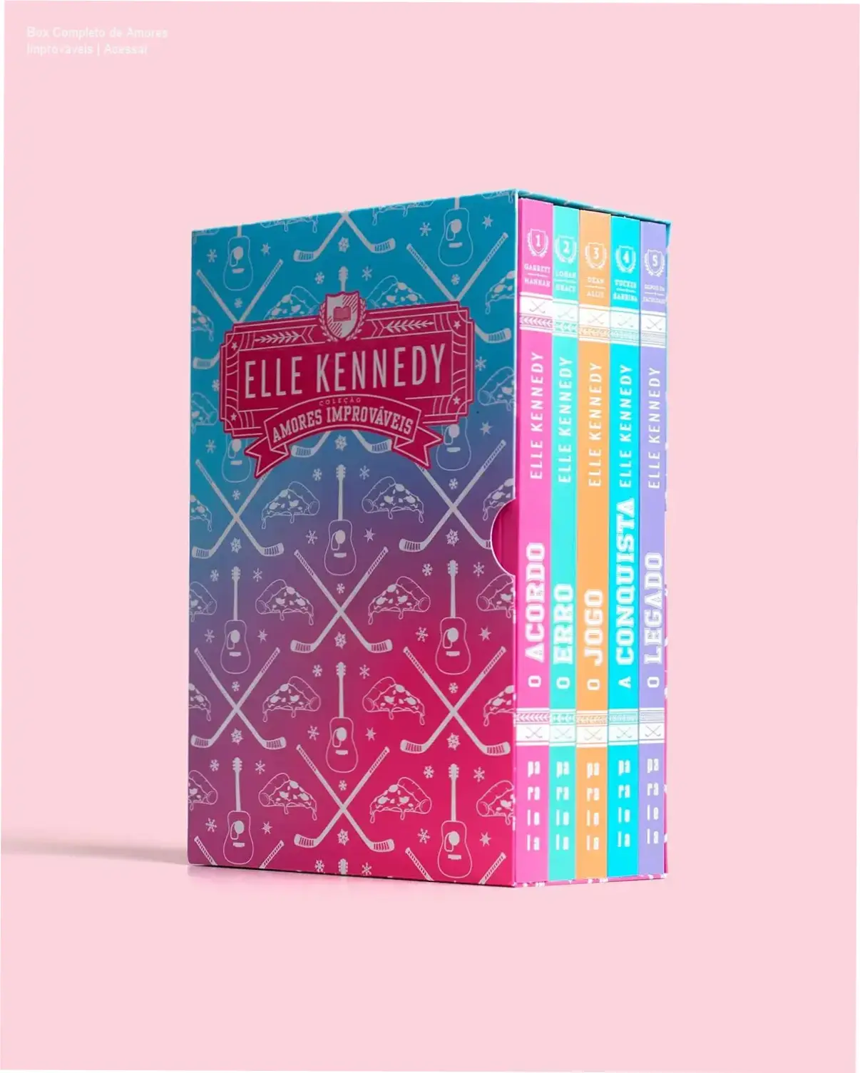 Box Completo de Amores Improváveis | Acessar 1 Caixa com os 5 livros da série Amores Improváveis - edições especiais com capas em brochura e dupla lombada