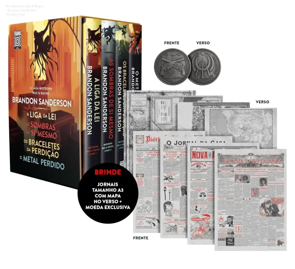 Box Mistborn Wax & Wayne - Brandon Sanderson: Veredito Final 1 Box Mistborn Wax & Wayne edição limitada de Brandon Sanderson com brindes exclusivos