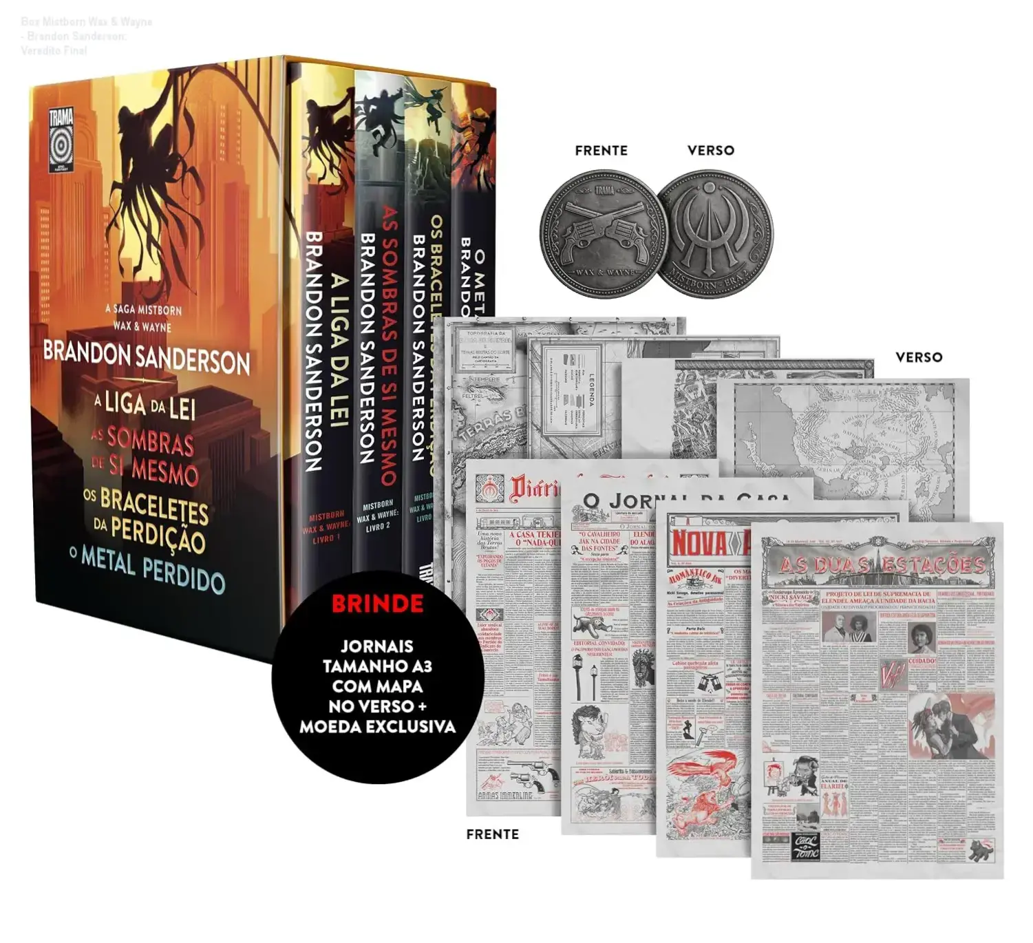 Box Mistborn Wax & Wayne edição limitada de Brandon Sanderson com brindes exclusivos