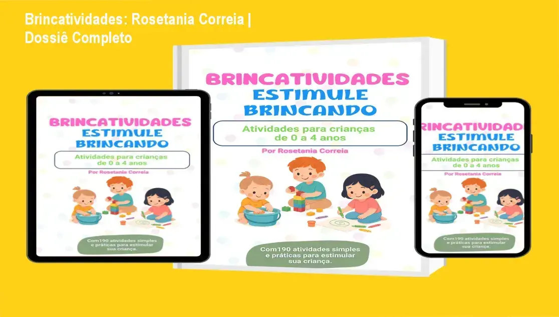 Brincatividades: Rosetania Correia | Dossiê Completo 1 Página interna do e-book Brincatividades mostrando atividades de estímulo sensorial para crianças