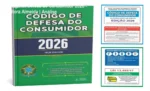 Kit do Código de Defesa do Consumidor 2026 com livro e placas de sinalização obrigatórias