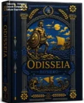 Capa dura da Edição Supreme do livro Odisseia de Homero com detalhes em alto relevo