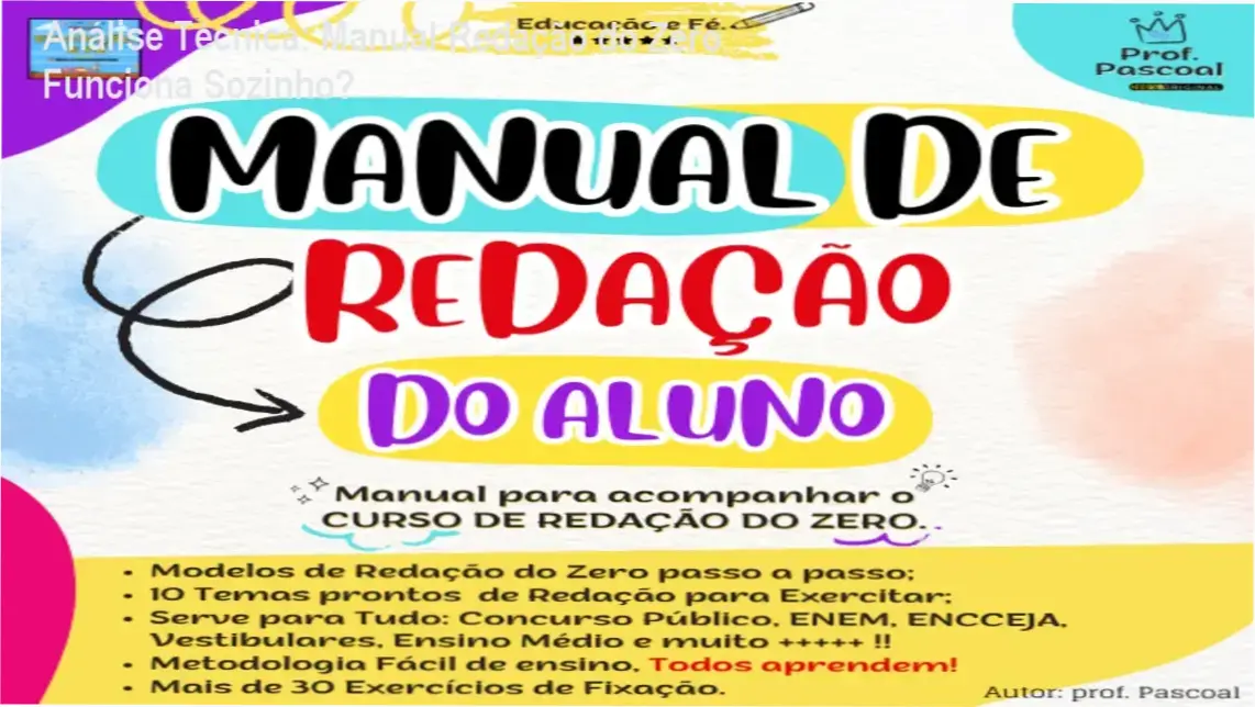 Análise Técnica: Manual Redação do Zero Funciona Sozinho? 1 Manual de Redação do Aluno Prof. Pascoal visão interna estrutura PDF