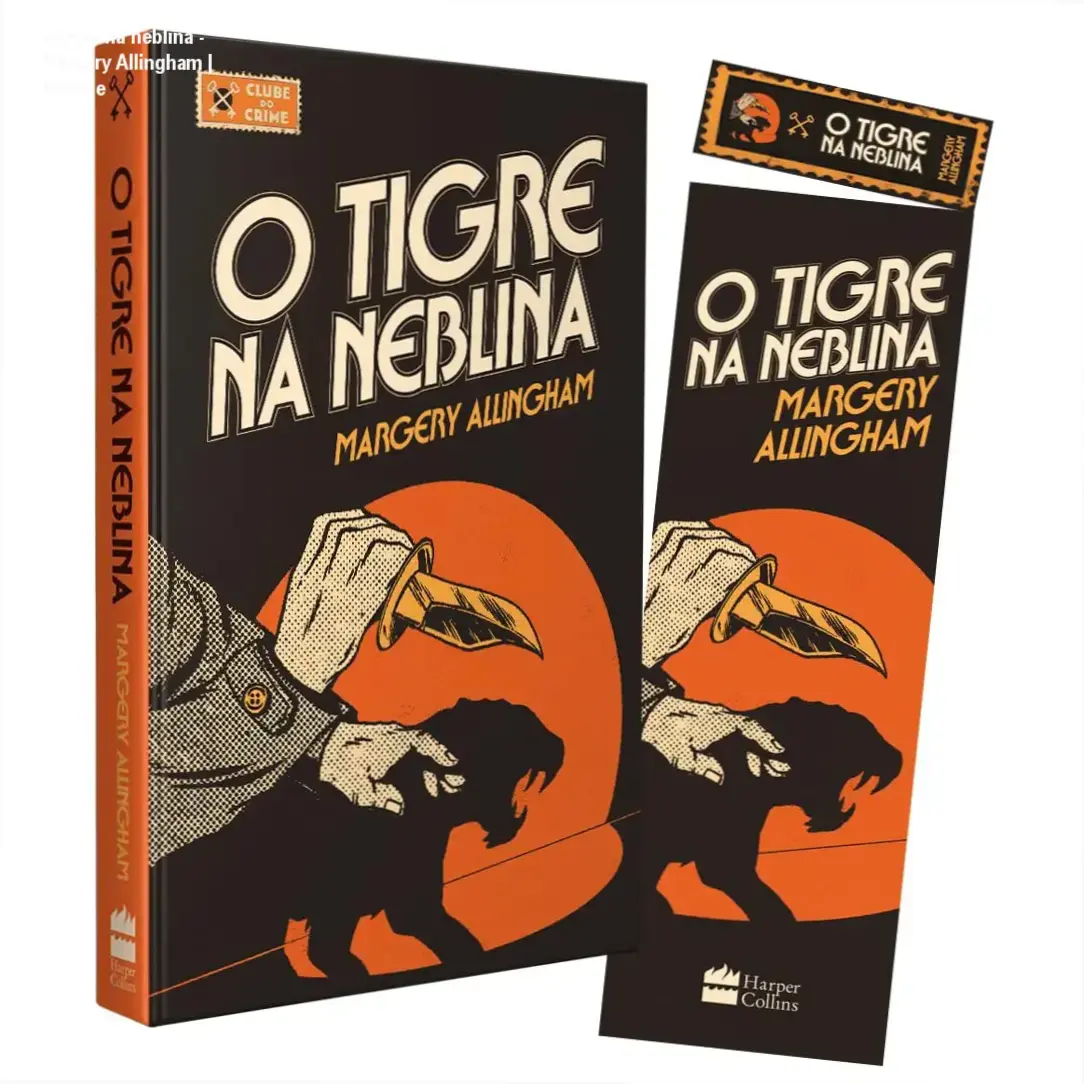 Capa da edição Clube do Crime de O tigre na neblina, obra-prima de Margery Allingham com detetive Albert Campion