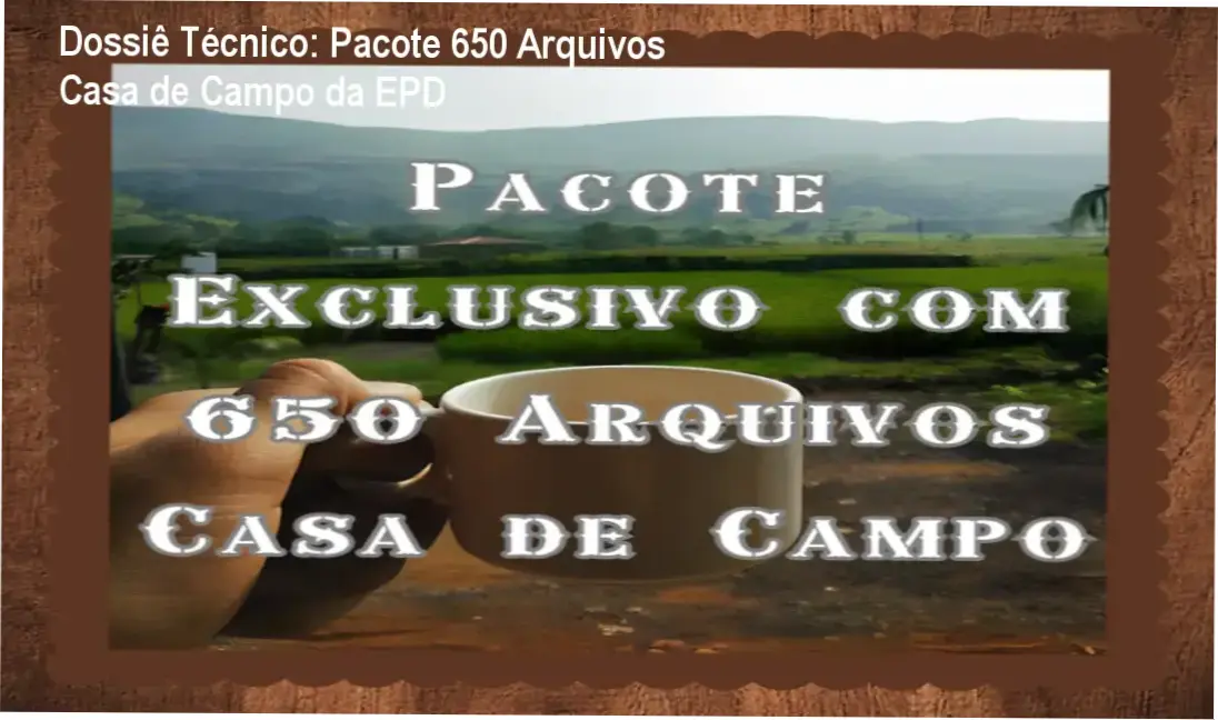 Pacote Exclusivo com 650 Arquivos Casa de Campo da EPD: visão interna da biblioteca de projetos DWG e PDF