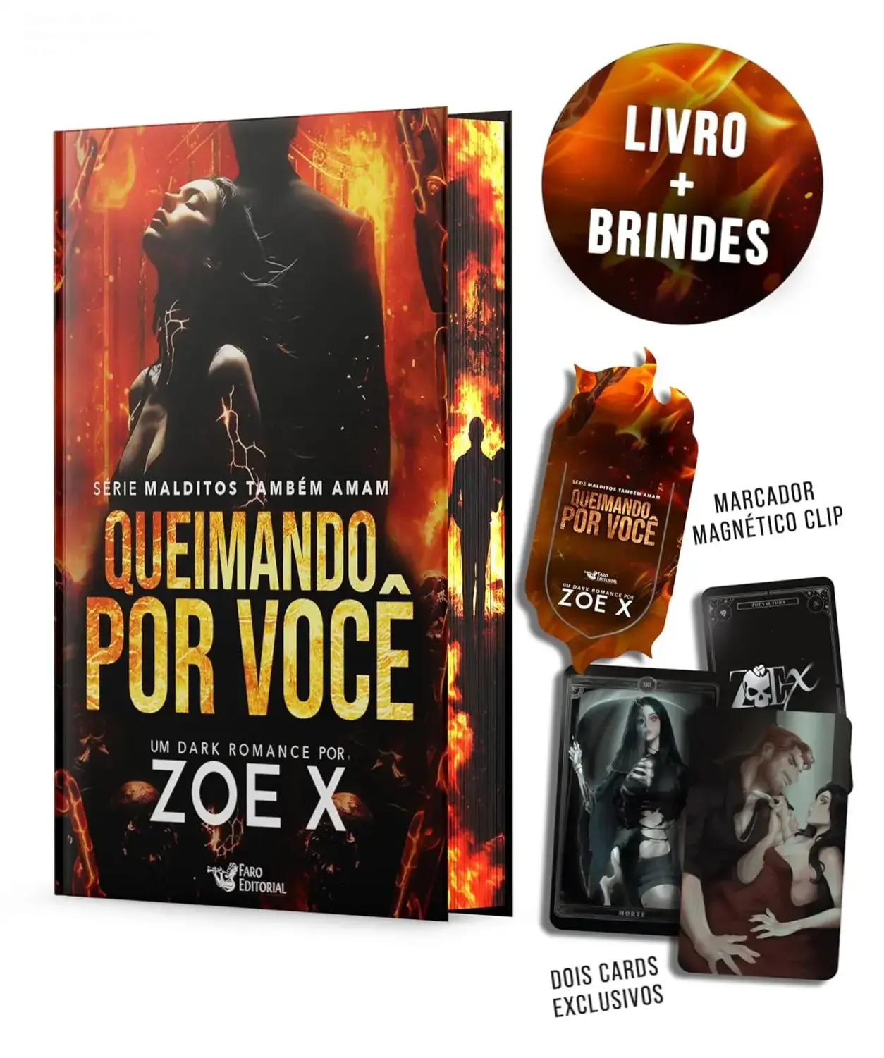 Queimando por Você: Dossiê Completo da Obra de Zoe X 1 Capa do livro Queimando por Você de Zoe X com acabamento premium e temática dark