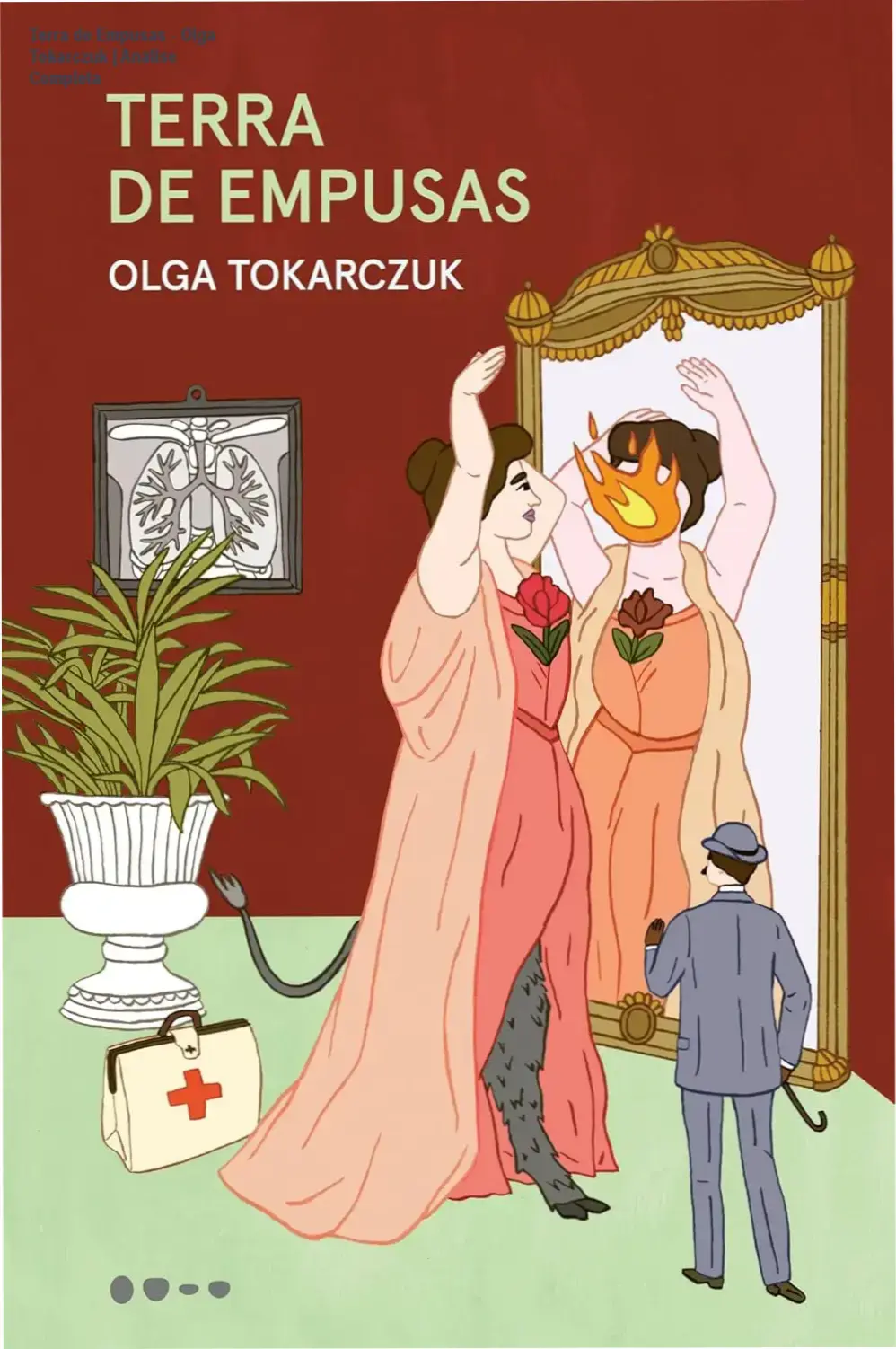 Capa do livro Terra de Empusas de Olga Tokarczuk em ambiente literário