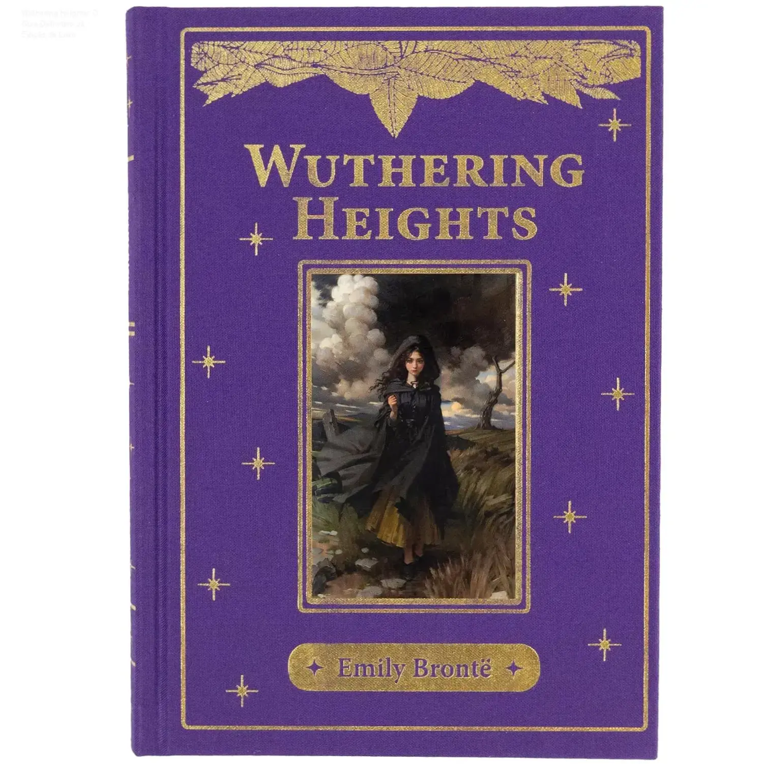Edição especial em capa dura de Wuthering Heights de Emily Brontë em um ambiente de biblioteca clássica