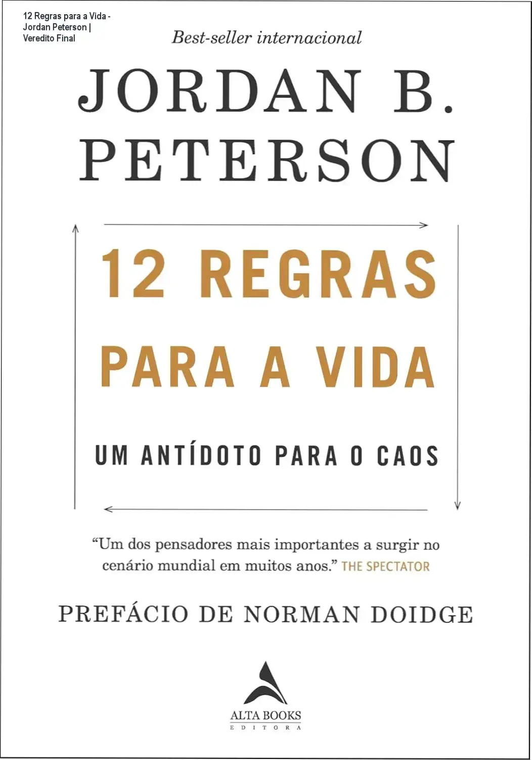 Capa do livro 12 Regras para a Vida de Jordan B. Peterson em formato digital