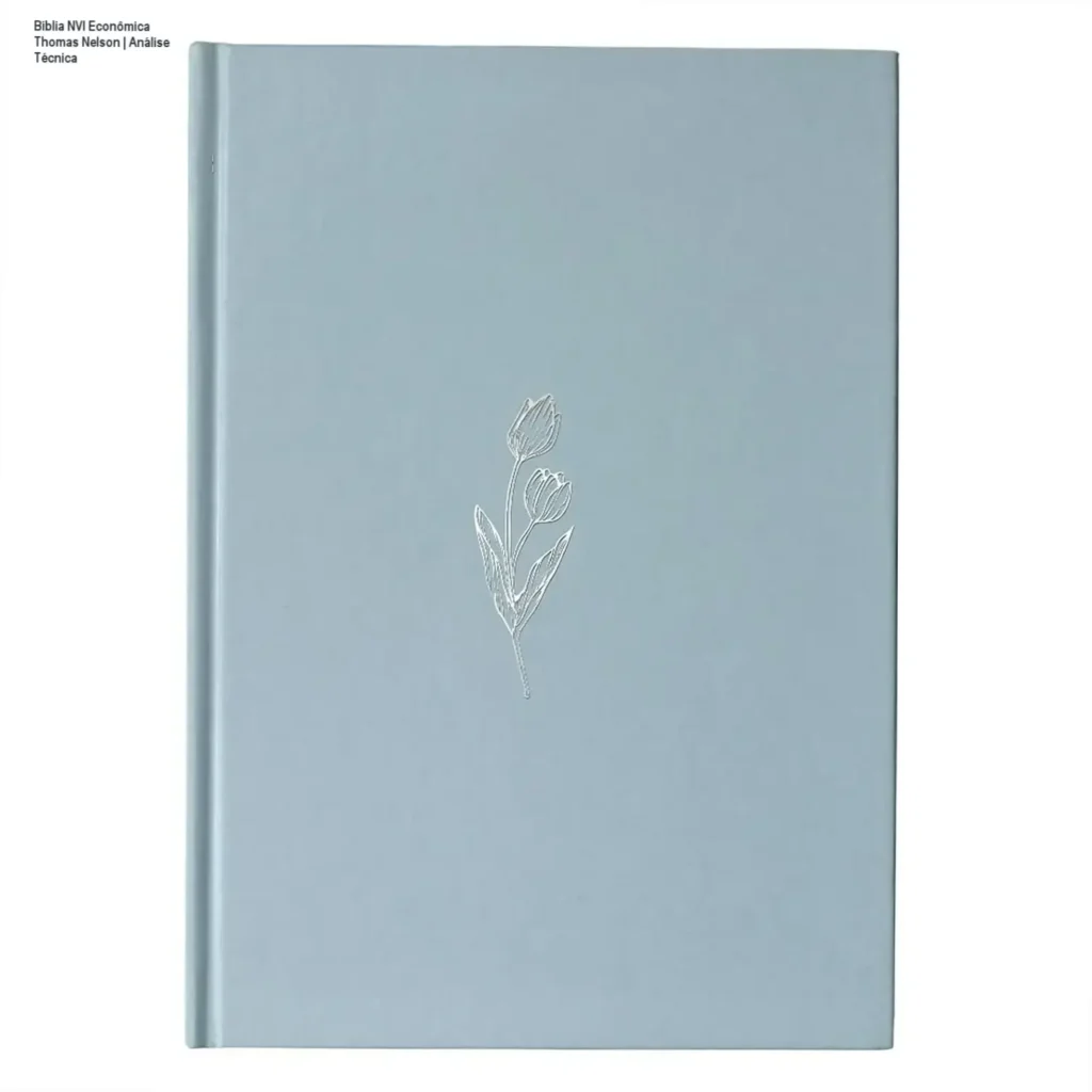 Bíblia NVI Econômica capa dura azul Tulipa da Thomas Nelson Brasil em close detalhado