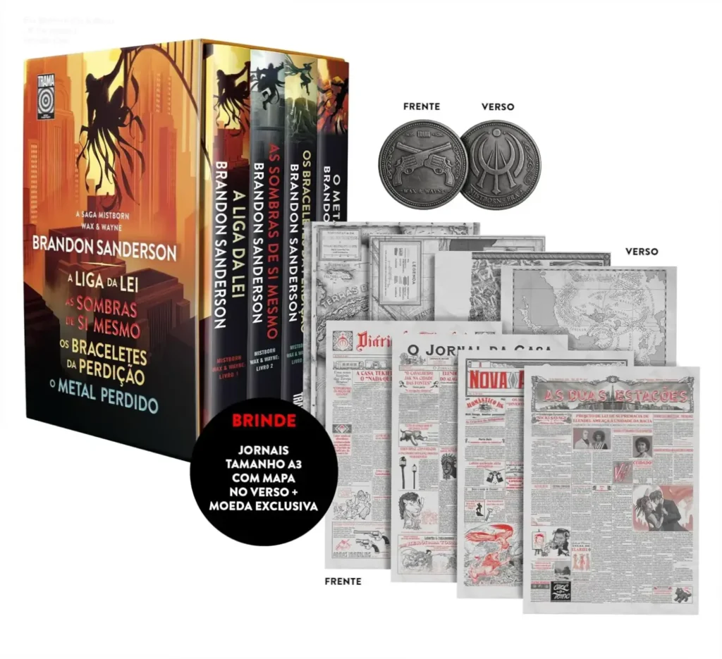 Box Mistborn Wax & Wayne edição limitada com livros e brinde de Brandon Sanderson
